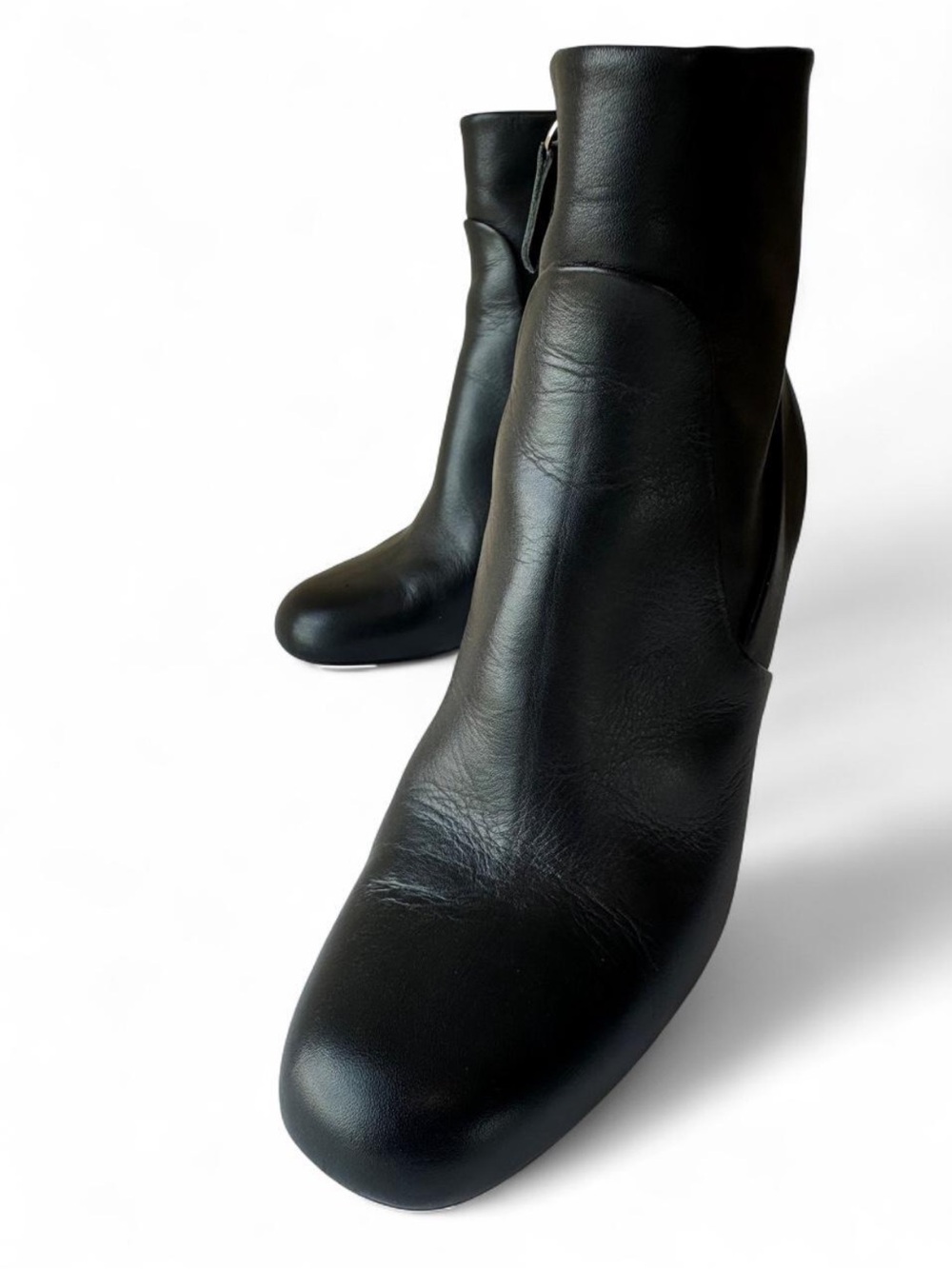 IRO Paris Black Leather Curved Panel Ankle Boots (Model AF343)